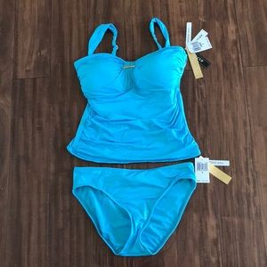 2bamboo turquoise tankini with underwire